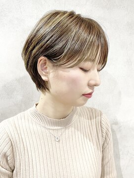 エンクス(enx) 耳かけショートカット×丸みショートボブ前髪あり20代30代40代