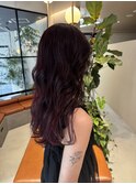 ワンレン巻紙で重めロングがかわいい！黒髪→ブリーチなし赤髪に