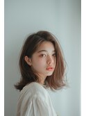 こなれミディ/顔まわり/シアーグレージュ【lana hair/新宿】