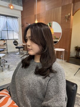 チャプター 問屋町(chapter) ミルクティーブラウンカラーレイヤーカットケアブリーチ韓国ヘア