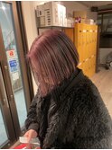 ボブ/ハイライト  【ピンクベージュ/赤系カラー/ツヤカラー】