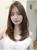 美髪レイヤーカット/顔まわりレイヤー/くびれミディアムレイヤー