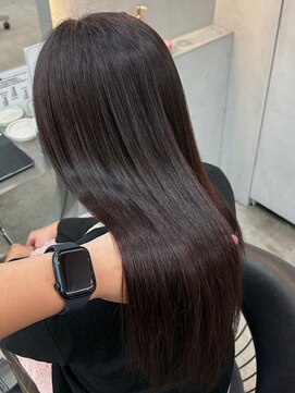 オリーブグレー/レイヤーカット/黒髪/マロンベージュ