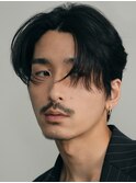 原宿微分けセンターパートカットニュアンスパーマビジネスヘア