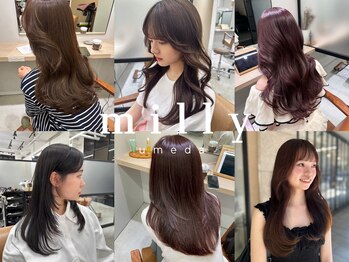 ミリー 梅田店(milly)の写真/≪ブリーチなしダブルカラー≫で作る艶感×透明感カラーと≪レイヤーカット≫で女性らしいニュアンスヘア♪