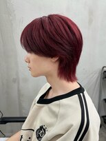 ギークス(GEEKS)&nbsp;【GEEKS渋谷】シースルーマッシュウルフ/中性ヘア/ワインレッド