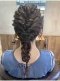 ヘアアレンジ/編みおろし/セミロング