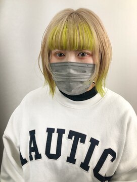 オンザ(ONTHE) デザインカラー　ミルクティーベージュ×ネオンイエロー