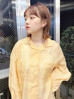 〇ピンクベージュ ぷつっとボブ ピンクブラウン