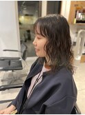 セミロング ウェーブパーマ