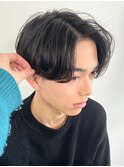 ニュアンスパーマセンターパート韓国風コンマヘアワンカール30代