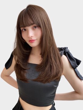 ユーフォリア 新宿通り(Euphoria) フェイスレイヤーロング韓国風ワンカールシルキーベージュ