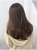 ロング顔周りレイヤー美髪韓国ヘアおくれ毛_ba536732
