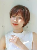 血色感を纏う、ピンク×ハイライトの大人ショート