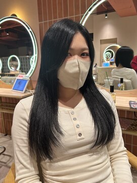 酸性ストレート×艶髪ブルーブラックカラー【立川/沙久楽】