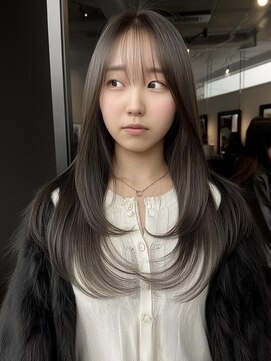 ネハス ナガオカ(nehus.nagaoka) xカット//ホワイトグレージュ/レイヤーカット/チェリーブラウン