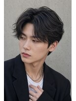 アッシュ 桜木町店(Ash)&nbsp;横浜桜木町◆メンズ韓国風センターパート×毛流れパーマ