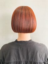 テトヘアー(teto hair) ワンレンボブ・切りっぱなし・ぱっつん・オレンジ・コーラル