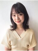くびれ/レイヤー/大人かわいい/ミディアム/グレーベージュ/前髪