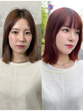 ノラ ヘアーサロン(NORA HAIR SALON) ナチュラル小顔前髪あり後れ毛サイドバング結べるボブくびれヘア