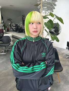 イル 天神大名店(ill) ブロンド/ネオングリーン/ブロックカラー(福岡/天神)