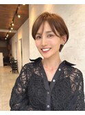 ナチュラルボブ前髪ありイメチェン20代30代40代ショートボブ３