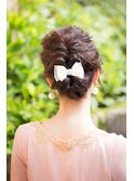 シンプルレトロなヘアアップでいざパーティーへ(^O^)/
