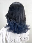 ブルーグラデーション_アースカラーくびれヘア_ba340791