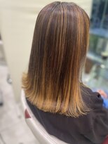 ヘアメイク アース 秋田仁井田店(HAIR & MAKE EARTH) バレイヤージュ　オレンジカラー