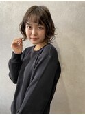 ボブウルフ前髪ゆる毛先ニュアンスパーマ