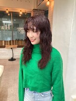 ヘアー アレス(hair ales)&nbsp;ワインレッド　レイヤーパーマ　ウルフパーマ　パーマカラー