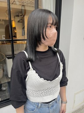 クロレ(CLORE) 顔周りレイヤー 切りっぱなし オリーブグレー