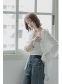 くびれボブ似合わせカットイメチェンナチュラルカールセミディ