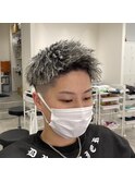 ツイストパーマ/ホワイトメッシュ/ツーブロック/フェード