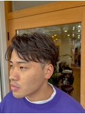 フェザーショートフェザーパーマスパイラルパーマセンターパート