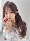 ロングレイヤーシースルーぱっつん前髪おくれ毛ロブミディアム