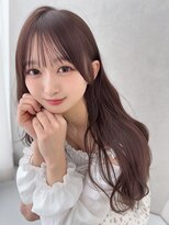 カシュカシュ 表参道(cache cache) ロングレイヤーシースルーぱっつん前髪おくれ毛ロブミディアム