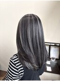 コントラストハイライト グレージュ 髪質改善ブリーチカラー