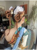 三つ編みヘアセット