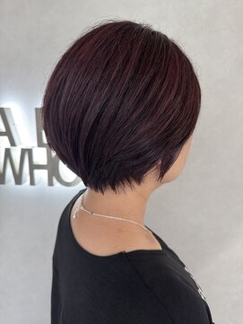 A BY WHO江坂/ショートスタイル/ピンクレッド/秋冬透明感カラー
