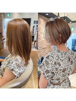 バンプ ギンザ(BUMP GINZA)&nbsp;40.50代前下がりショートボブ×白髪ぼかしハイライト【湯本】