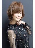 大人ショートボブ×ウルフボブ×マロンベージュ 20代30代40代