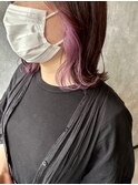 インナーカラー・パープル・切りっぱなしボブ・外ハネ