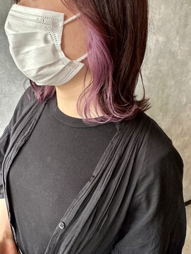 ダリー 菊水店(Dali) インナーカラー・パープル・切りっぱなしボブ・外ハネ