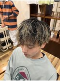 ハイライト波巻きマッシュパーマ束感ショート