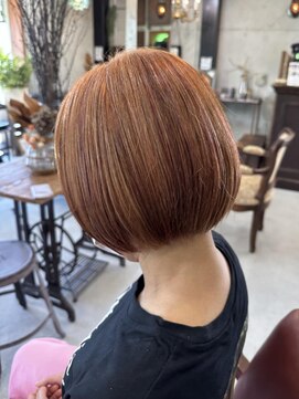プライベートサロン キッテ(private salon kitte.) 脱白髪染めオレンジボブ