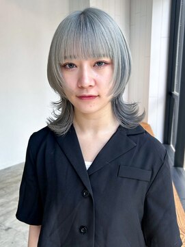 アルバム 池袋(ALBUM) ハイトーンウルフ_グレーベージュレイヤーロング_ba476052