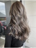 20代30代40代ロングウルフインナーカラーオリーブグレージュ
