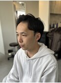 ニュアンスパーマスパイキーショートメンズ短髪黒髪スーツ流行
