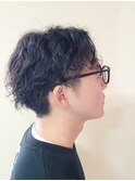 センターパートスパイラルパーマ